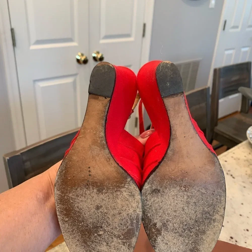 Vintage Boschi Red Wedge Sandals 5.5 with box